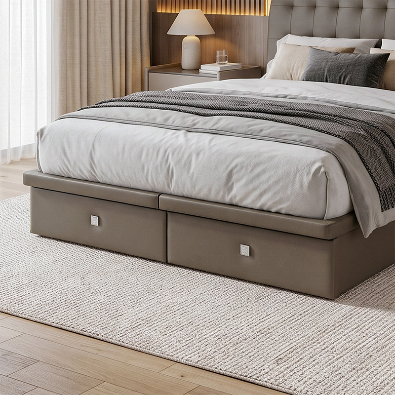 bd-baronial_leather_drawer_storage_bed-divan-05 Close-up of the Baronial drawers in PVC leather