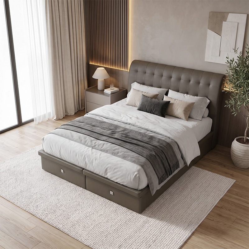 bd-baronial_leather_drawer_storage_bed-divan-06 Baronial Leather Drawer Storage Bed in a warm, modern bedroom