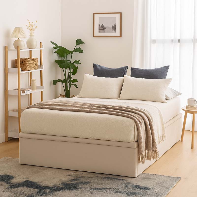 lucy-lucy-storage-bed-frame-scandi-lifestyle Lucy Storage Bed in a Scandinavian-style bedroom