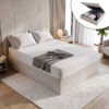 Lucy Storage Bed in Kisa Velvet with storage open in a bedroom