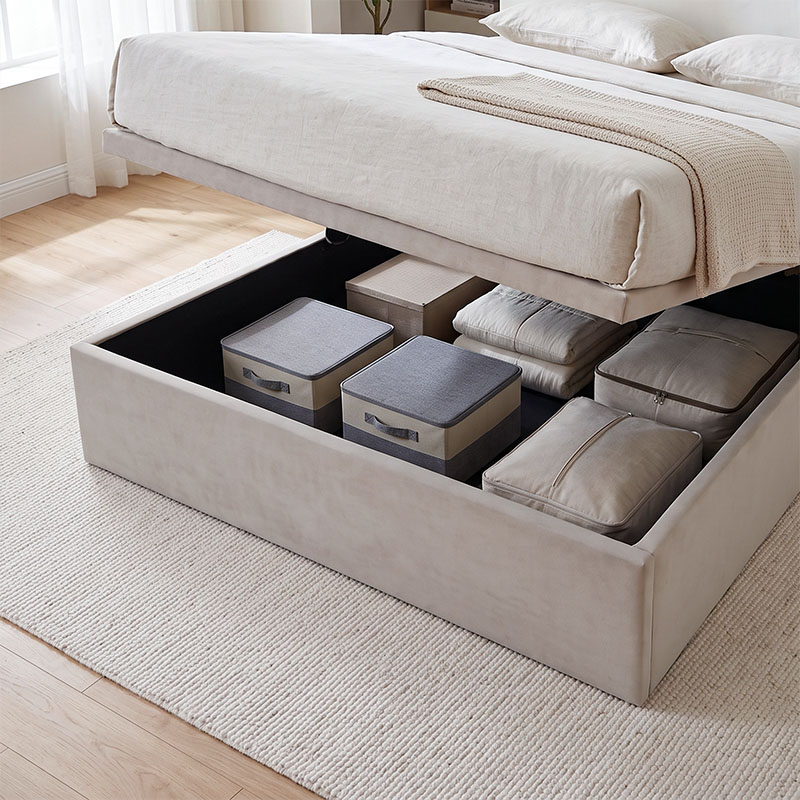lucy-lucy-storage-bedframe-lift-up-storage-high-angle-view Lucy Storage Bed lift-up storage from above