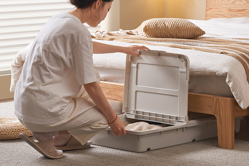 Storage box sliding under the Nara bed